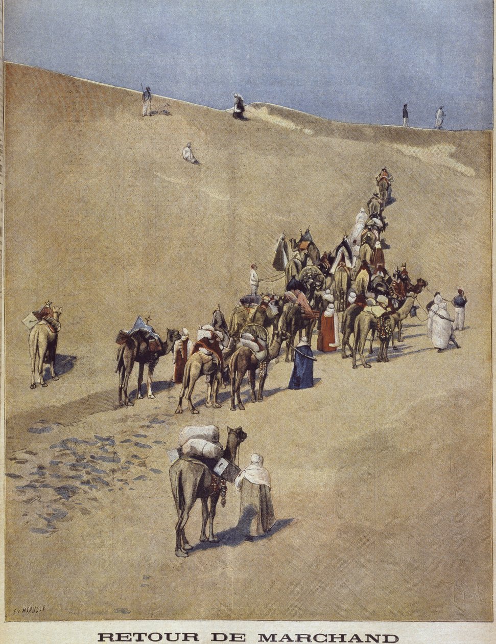 Powrót komandora Jean-Baptiste Marchanda, ostatnia dostawa, ilustracja z „Le Petit Journal: Supplement illustre”, 16 kwietnia 1899 autorstwa Fortune Louis Meaulle