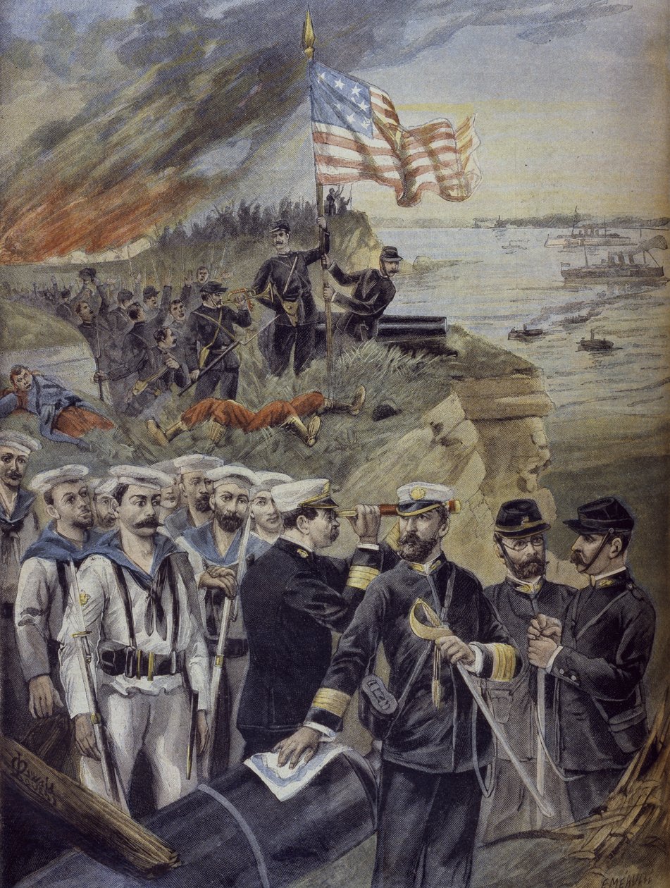 Wojna hiszpańsko-amerykańska, lądowanie w Guantanamo na Kubie, ilustracja z „Le Petit Journal”, dodatek illustre, 3 lipca 1898 autorstwa Fortune Louis Meaulle