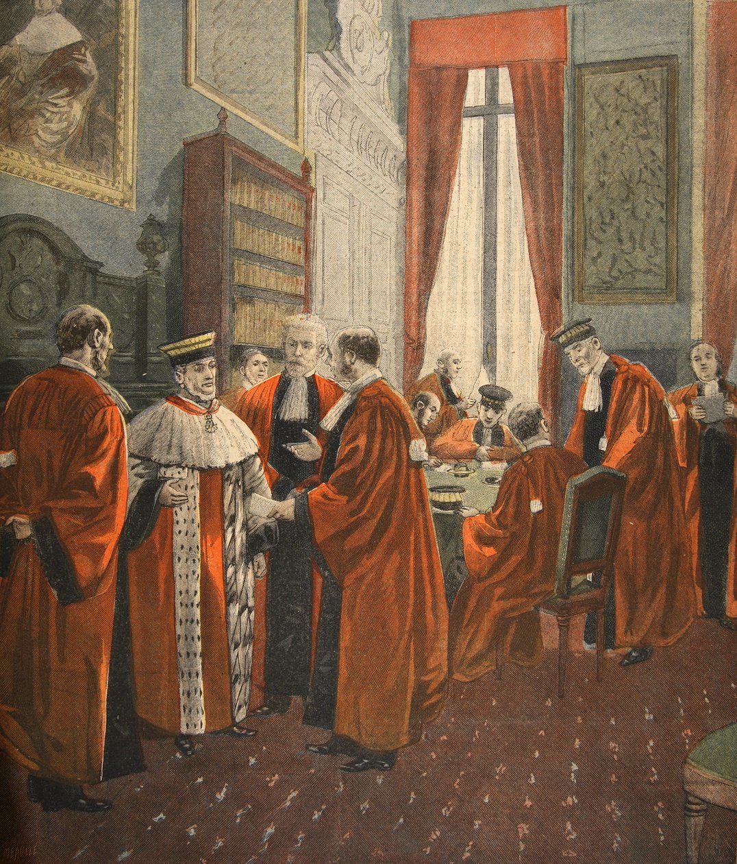 Sąd Apelacyjny podczas afery Zola, ilustracja z „Le Petit Journal: Supplement illustre”, 17 kwietnia 1898 autorstwa Fortune Louis Meaulle