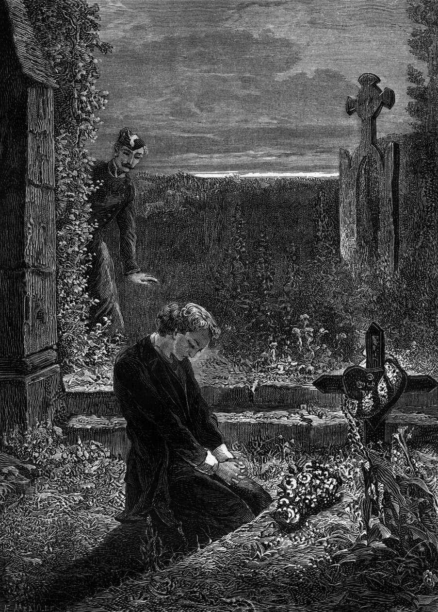 Ilustracja do powieści "Les Miserables" Victora Hugo (3. część: Marius), rycina autorstwa Meaulle: Marius autorstwa Fortune Louis Meaulle