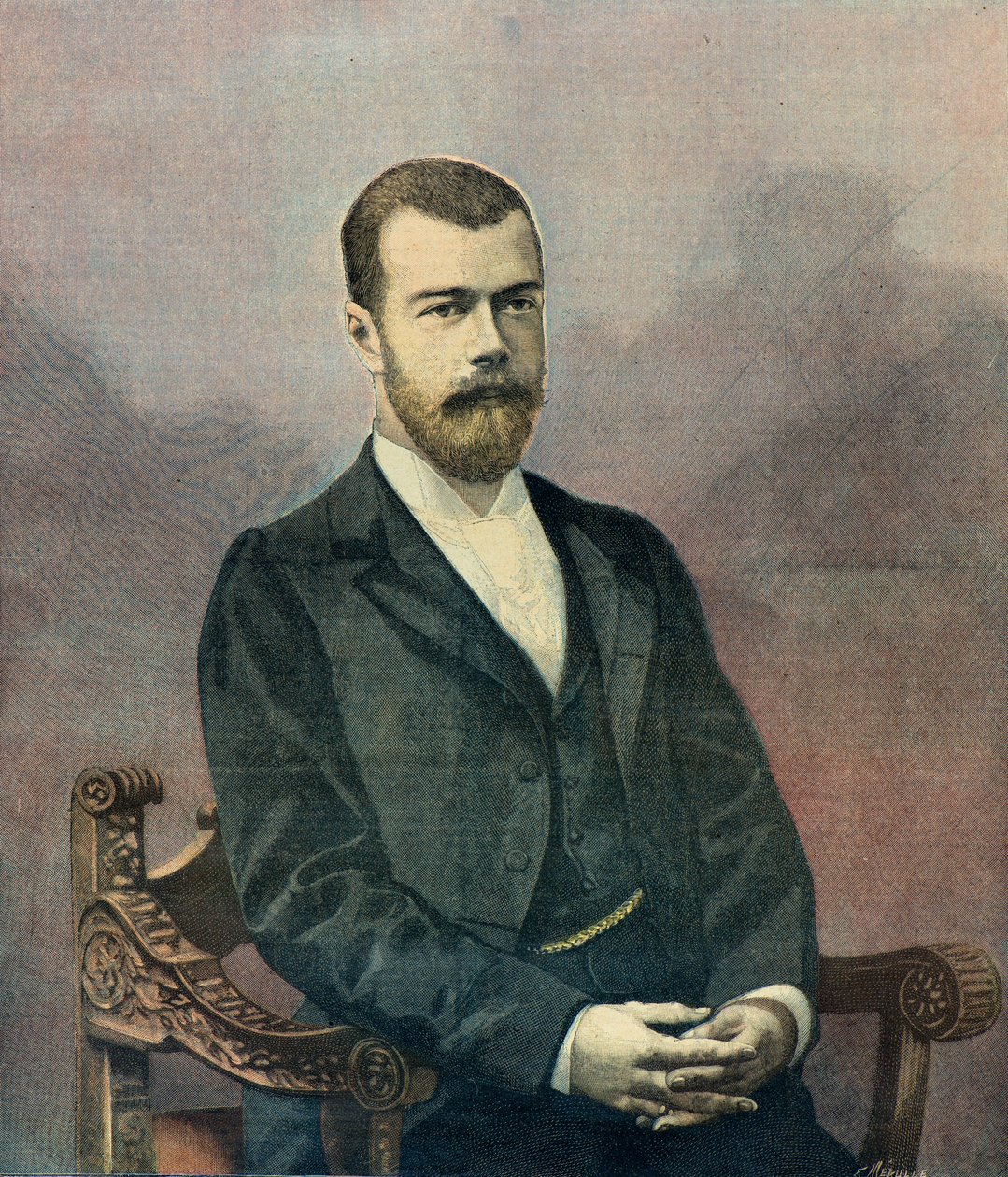 Portret cara Mikołaja 2 w 1896 roku (rycina) autorstwa Fortune Louis Meaulle
