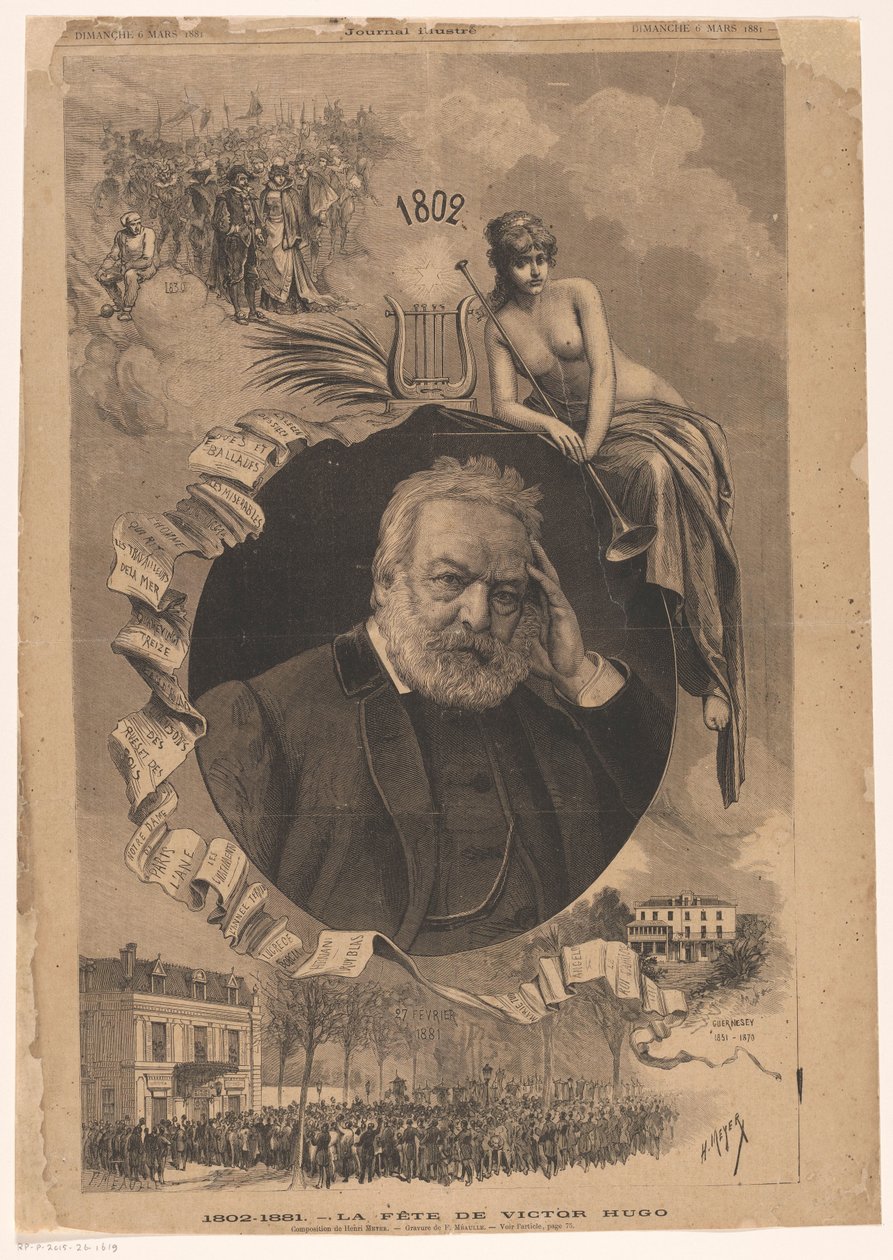 Portret van Victora Hugona 1802-1881 Święto Victora Hugo (tytuł na obiekcie) autorstwa Fortune Louis Meaulle