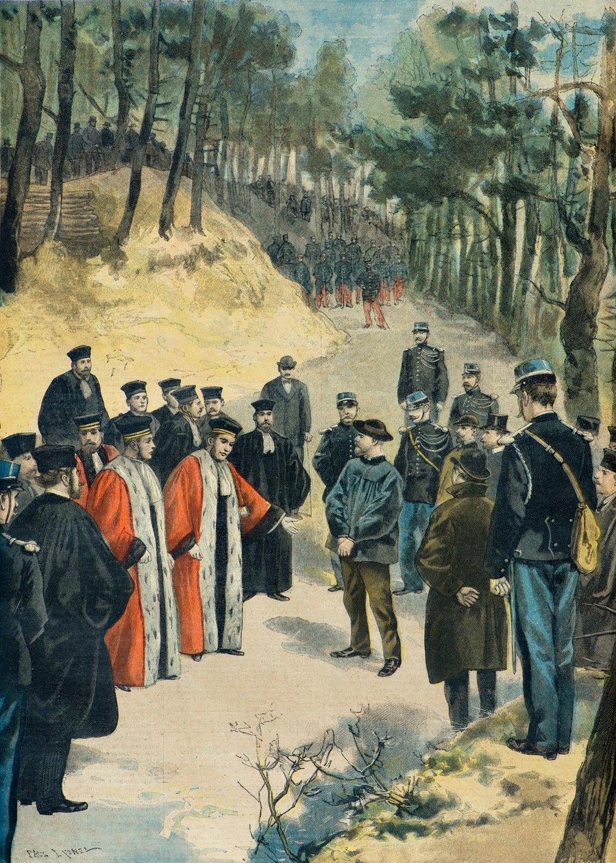 Rekonstrukcja morderstwa aptekarza z Limours w 1897 r. (rycina) autorstwa Fortune Louis Meaulle