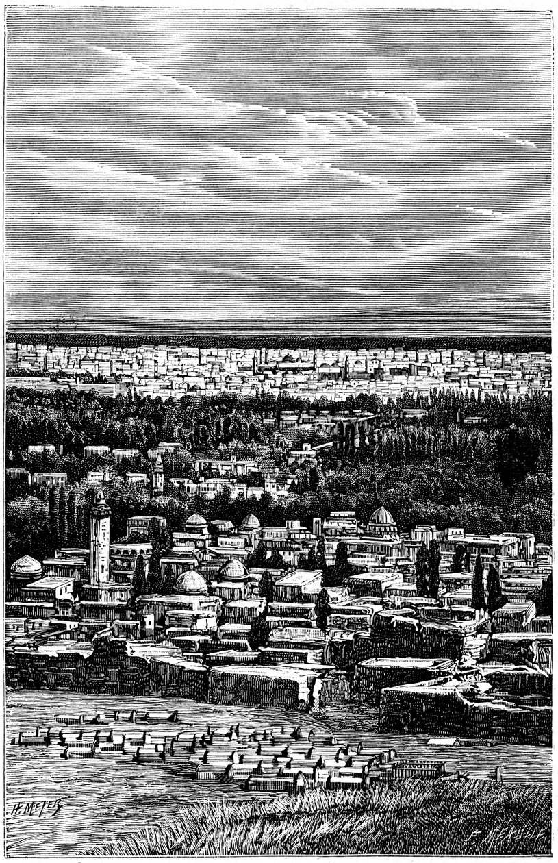 Syria: Damaszek ok. 1900 r. - cmentarz muzułmański - rycina Meyera i Meaulle