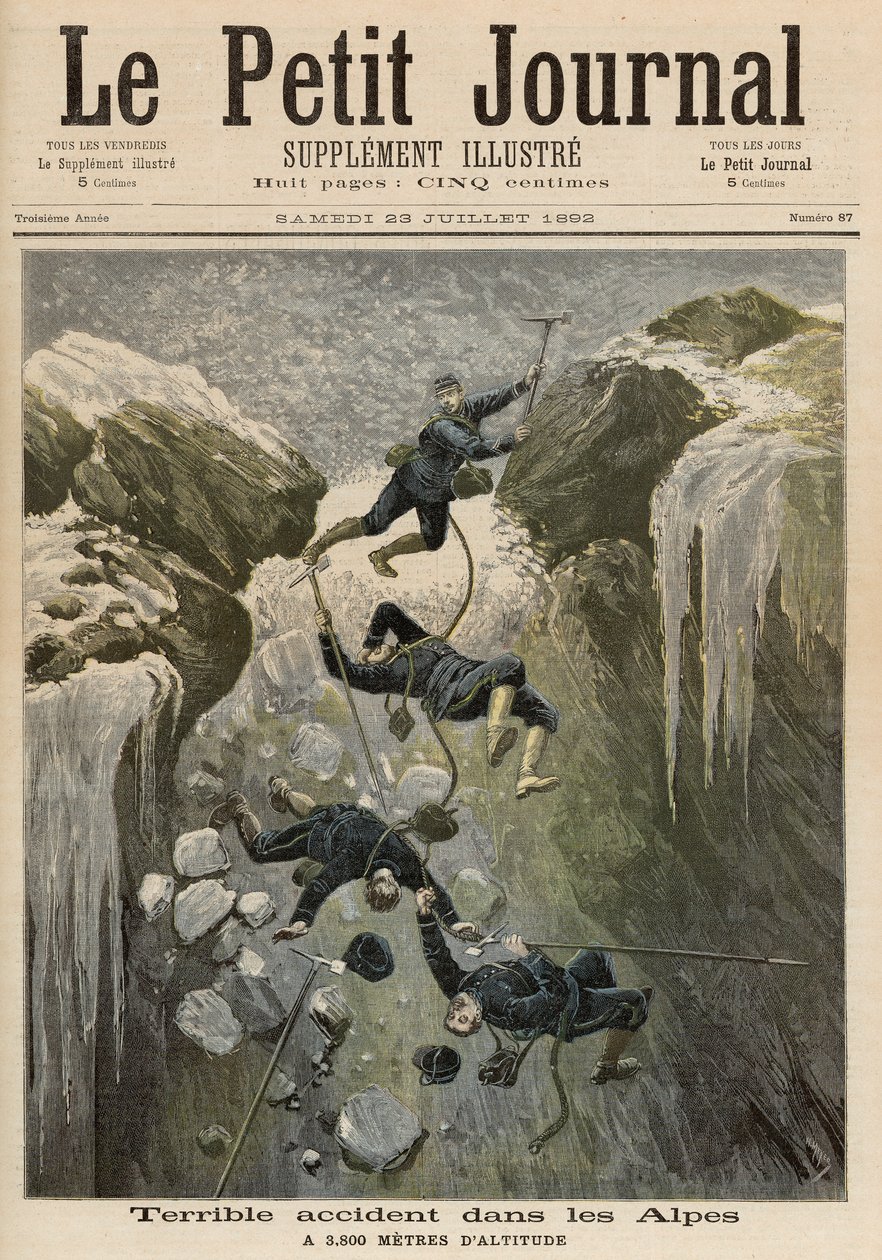 Straszny wypadek w Alpach, z „Le Petit Journal”, 23 lipca 1892 r. autorstwa Fortune Louis Meaulle and Henri Meyer