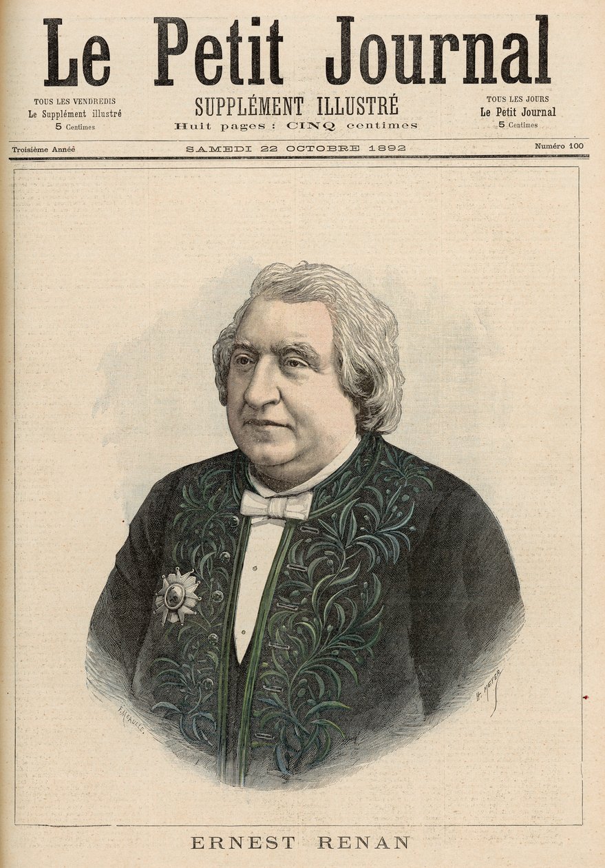 Ernest Renan, z „Le Petit Journal”, 22 października 1892 r. autorstwa Fortune Louis Meaulle and Henri Meyer