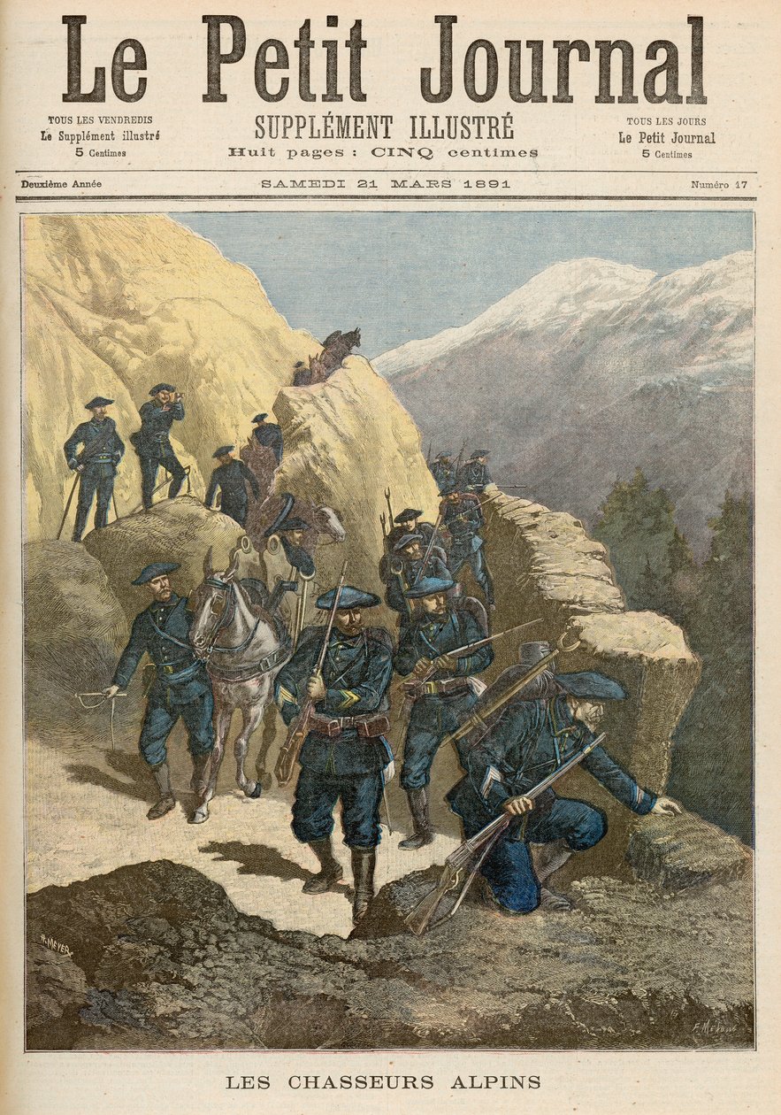 Piechota górska, z „Le Petit Journal”, 21 marca 1891 r. autorstwa Fortune Louis Meaulle and Henri Meyer
