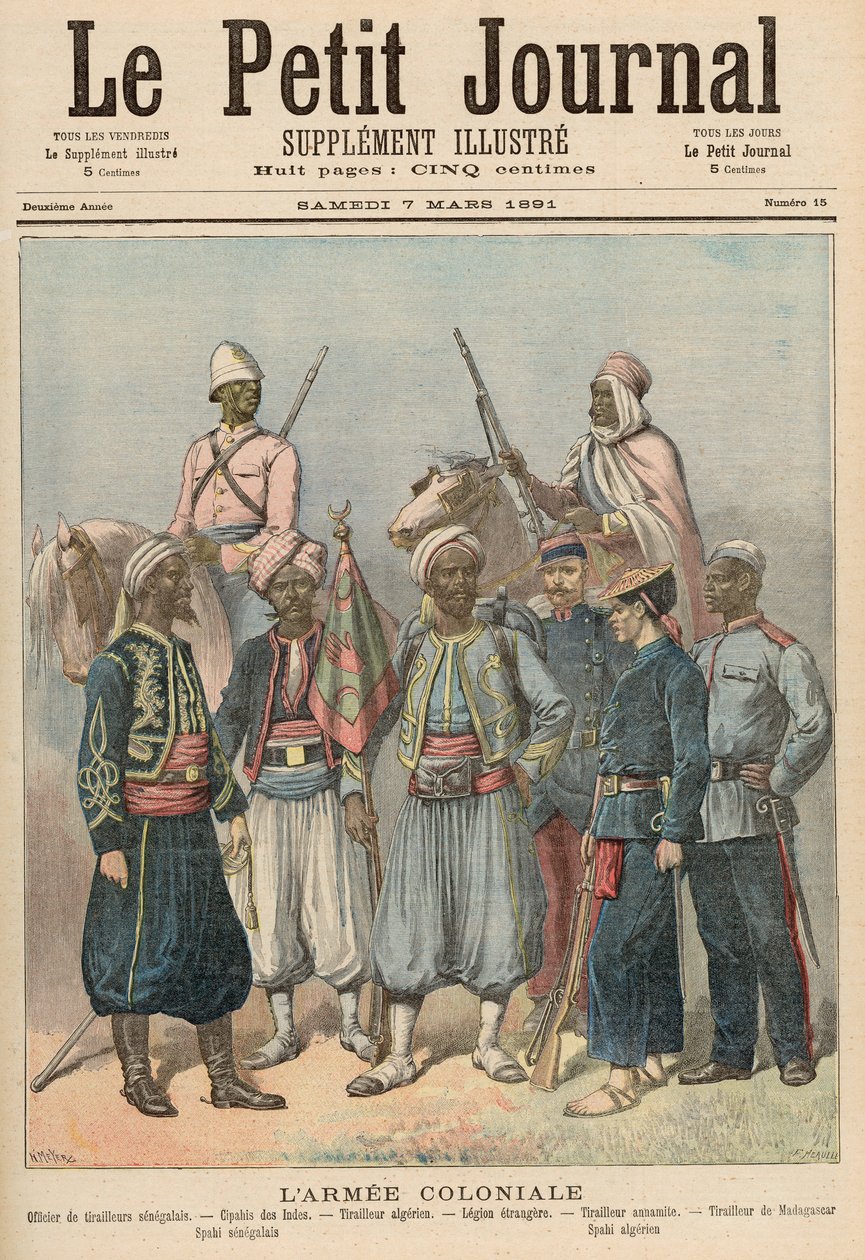 Armia Kolonialna, z „Le Petit Journal”, 7 marca 1891 r. autorstwa Fortune Louis Meaulle and Henri Meyer