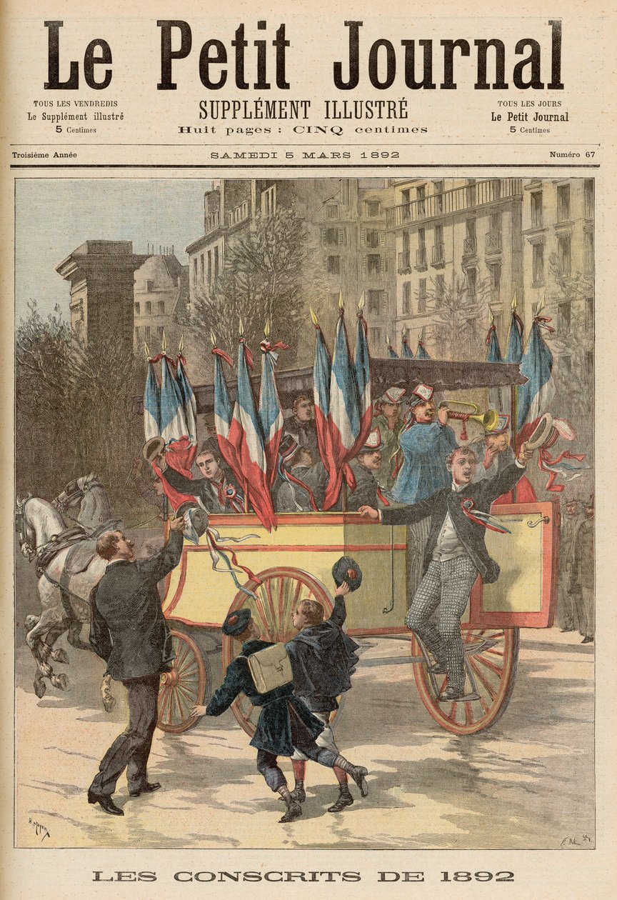 Poborowi z 1892 r., z "Le Petit Journal", 5 marca 1892 r. autorstwa Fortune Louis Meaulle and Henri Meyer