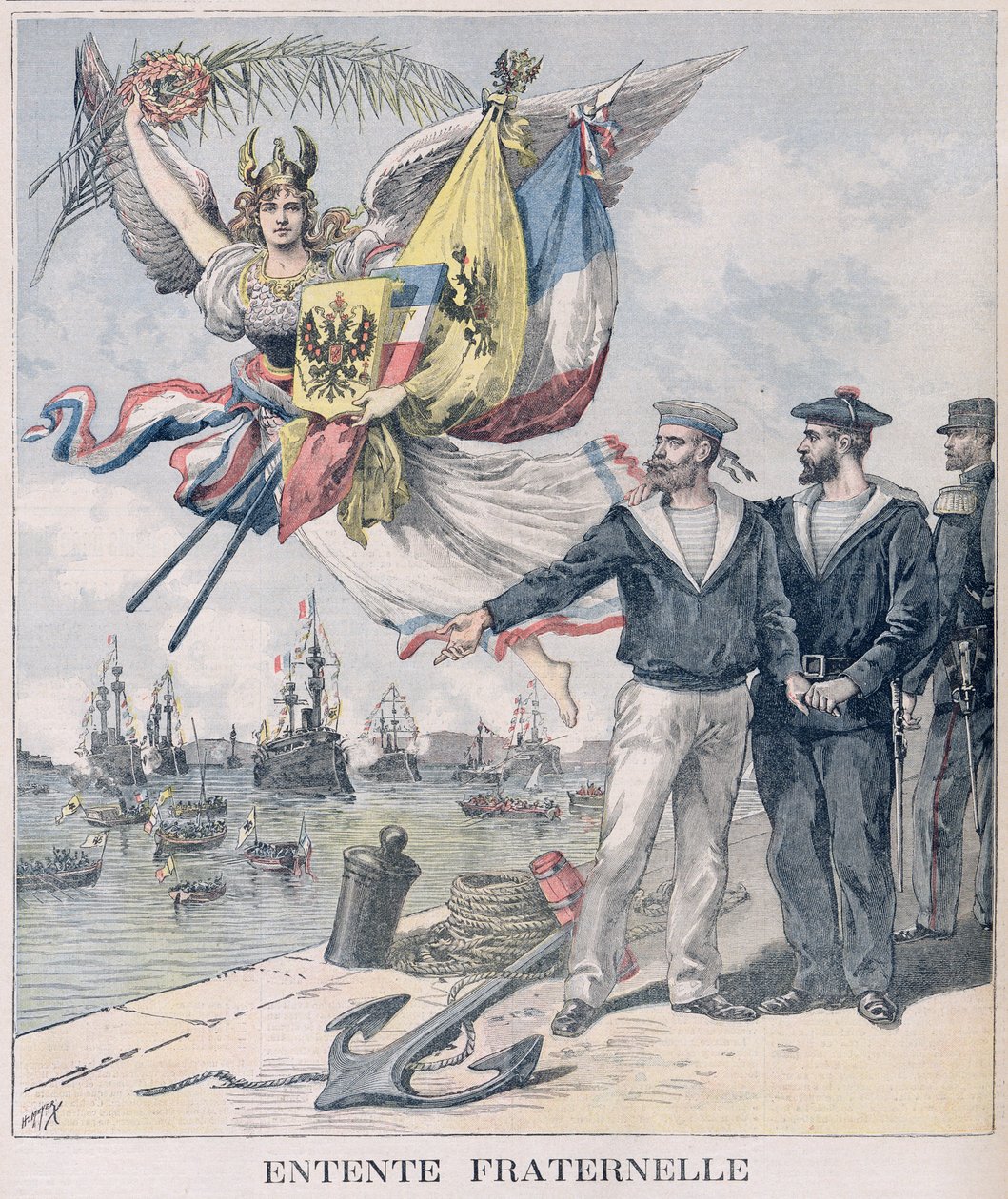 Ententa francusko-rosyjska, ilustracja z „Le Petit Journal”, 30 września 1893 r. autorstwa Fortune Louis Meaulle and Henri Meyer