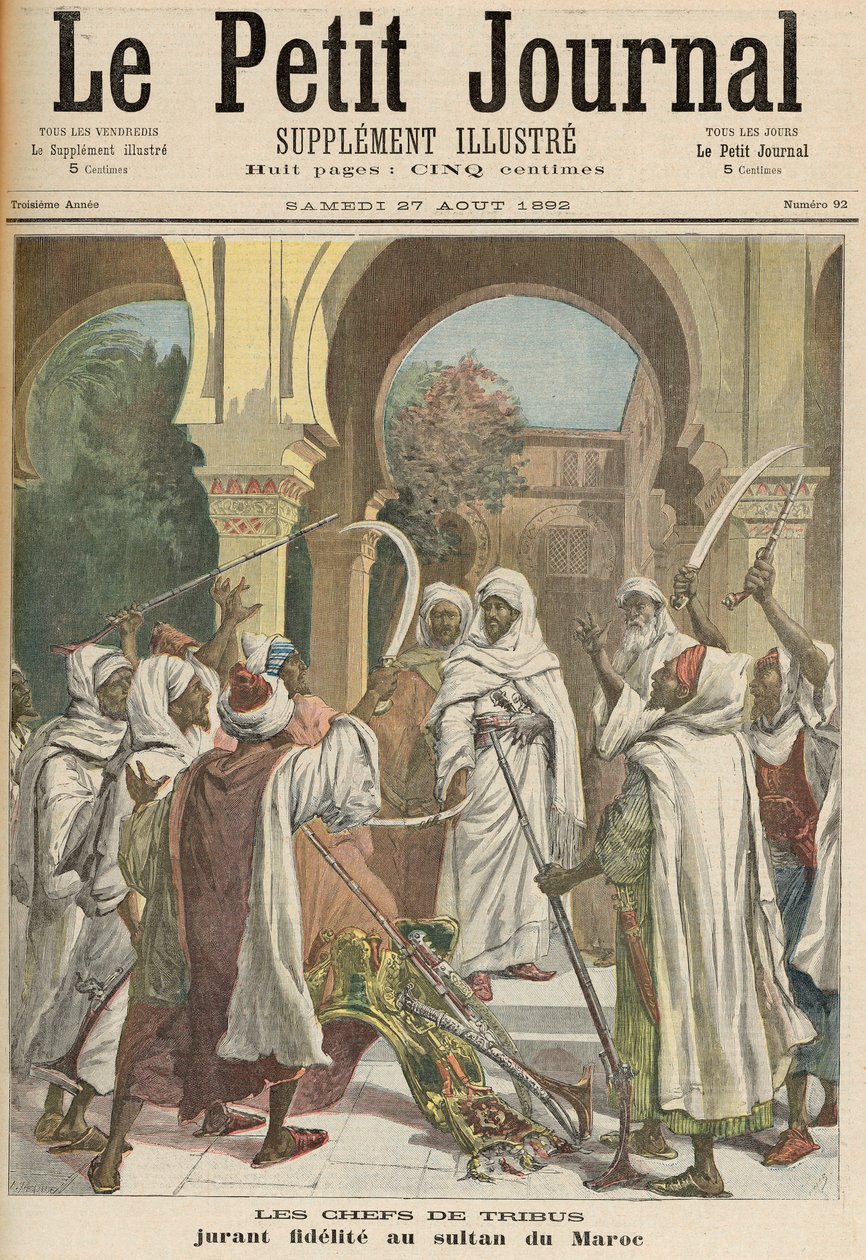 Przywódcy plemienni przysięgający wierność sułtanowi Maroka, z „Le Petit Journal”, 27 sierpnia 1892 autorstwa Fortune Louis Meaulle and Henri Meyer