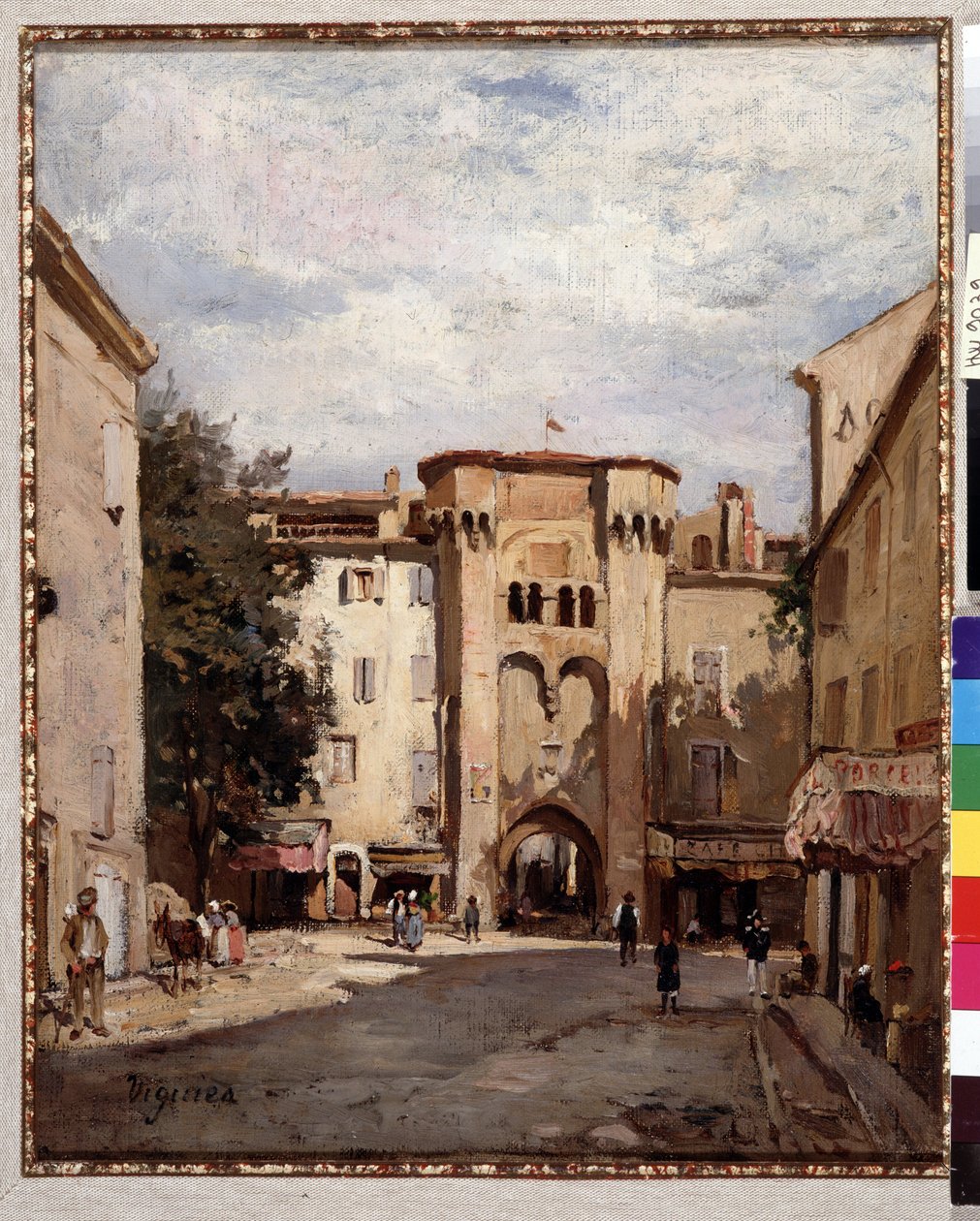 Ufortyfikowane drzwi Cavaillon na obrazie Vaucluse pędzla Fortune Viguier (1841-1916) Wym. 39,5x32 cm Informacja obowiązkowa: Kolekcja fundacji dotyczy Prowansji, Marsylii autorstwa Fortune Viguier
