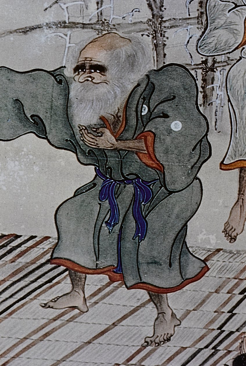 Wielcy przywódcy osiemnastowiecznych Ainu: Itokoi i Shinichi z Akkeshi, Chosama z Uraashibetsu i Shonko z Noshappu, w szczególności, ilustracja autorstwa Fosco Maraini