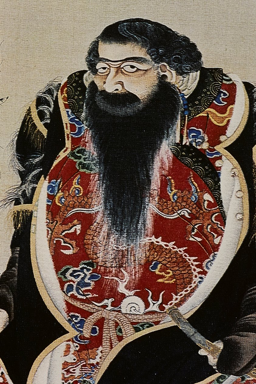 Wielcy przywódcy osiemnastowiecznych Ainu: Itokoi i Shinichi z Akkeshi, Chosama z Uraashibetsu i Shonko z Noshappu, w szczególności, ilustracja autorstwa Fosco Maraini