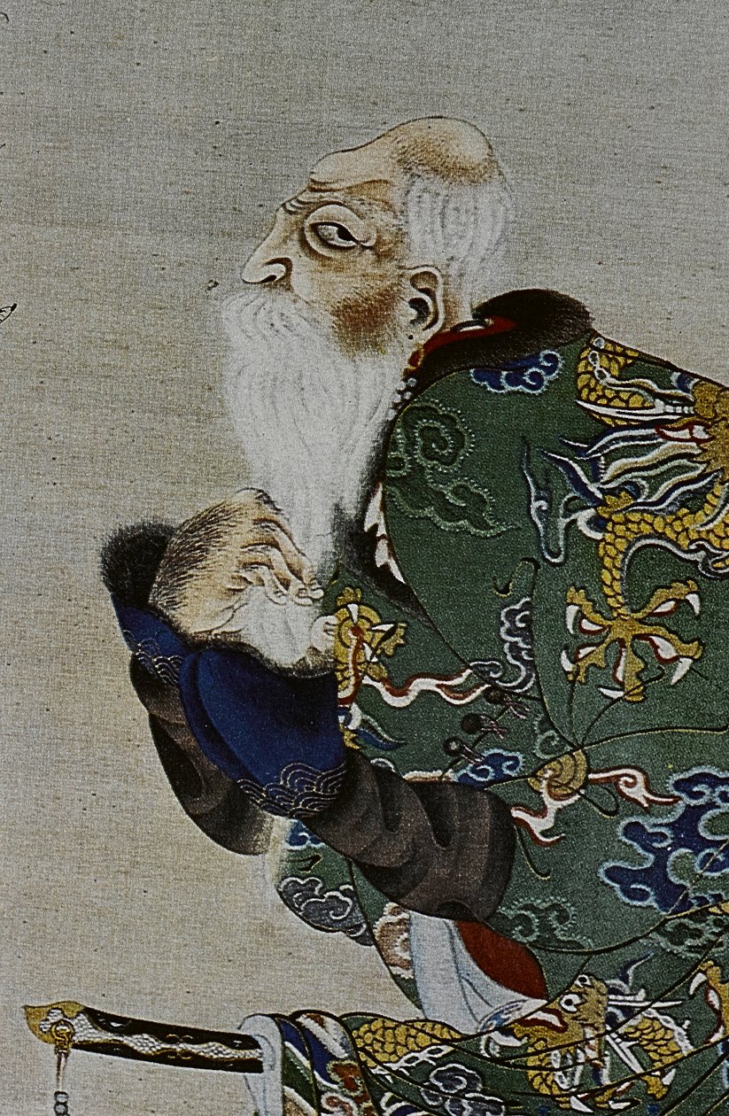 Wielcy przywódcy osiemnastowiecznych Ainu: Itokoi i Shinichi z Akkeshi, Chosama z Uraashibetsu i Shonko z Noshappu, w szczególności, ilustracja autorstwa Fosco Maraini
