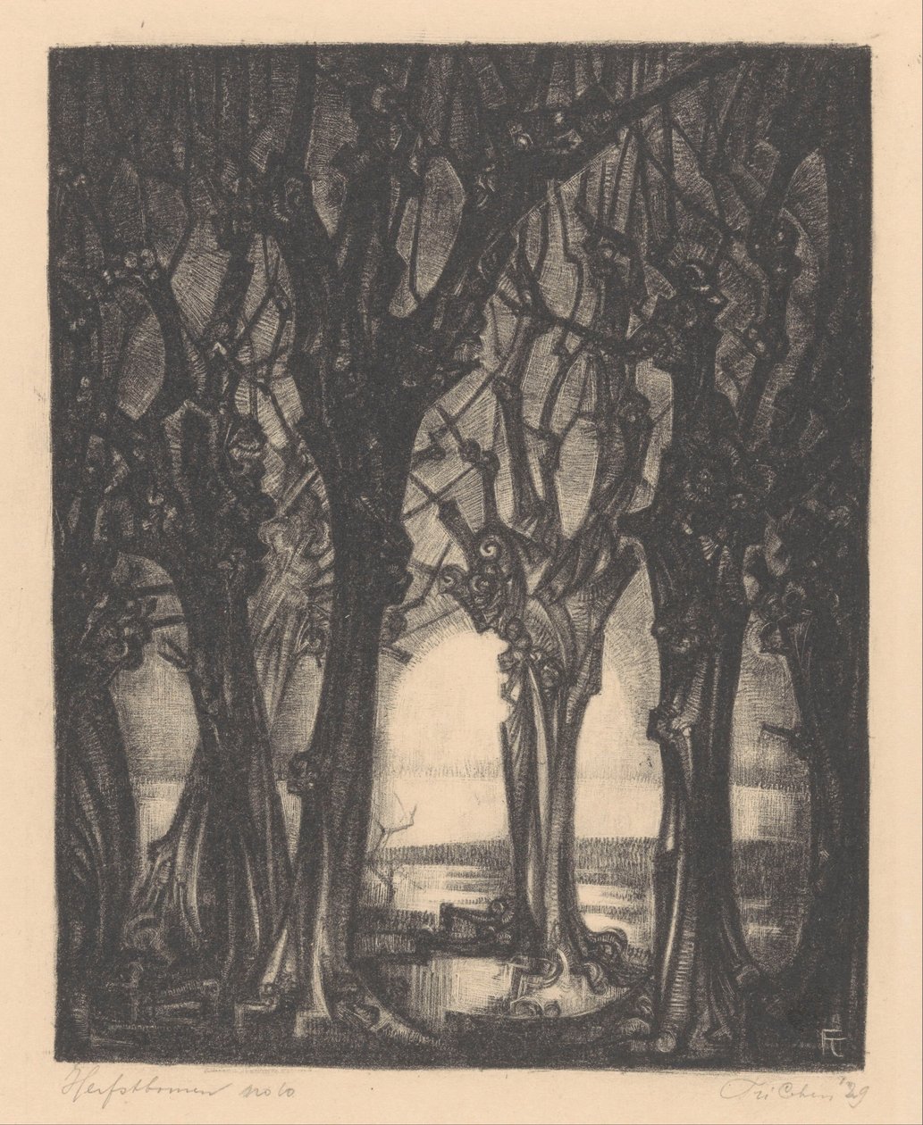 Herfstbomen (oryginalny tytuł na obiekcie) autorstwa Fré Cohen (signed by artist)