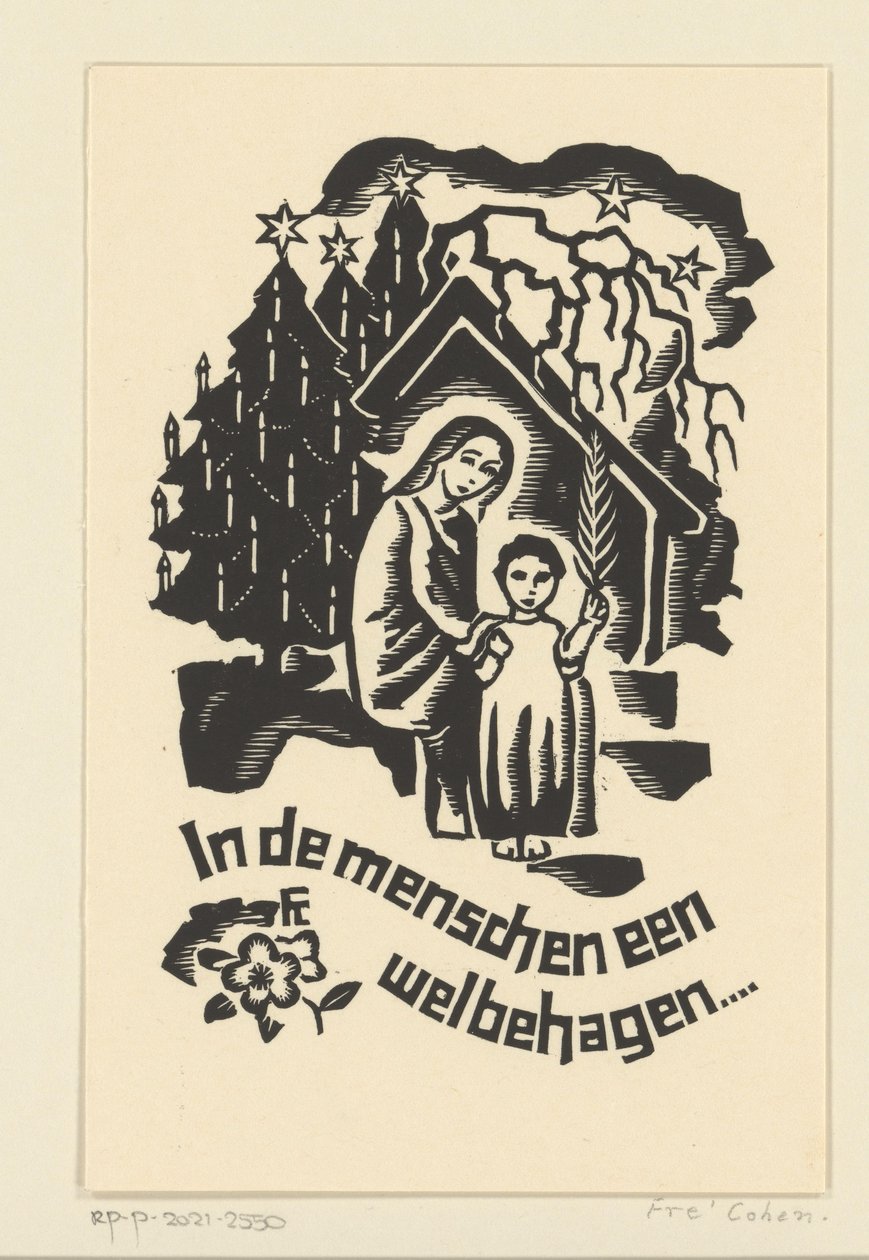 Kartka świąteczna na rok 1933 od Bernarda W.M. Ottevanger autorstwa Fré Cohen
