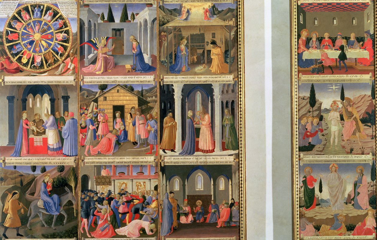 Sceny z życia Chrystusa, panele pierwszy i drugi ze Srebrnego Skarbca Santissima Annunziata, ok. 1450-53 (tempera na płycie) autorstwa Fra Angelico