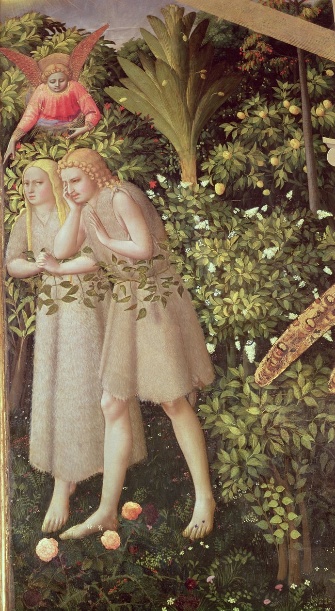 Adam i Ewa wygnani z raju, szczegół z Zwiastowania, ok. 1430-32 autorstwa Fra Angelico