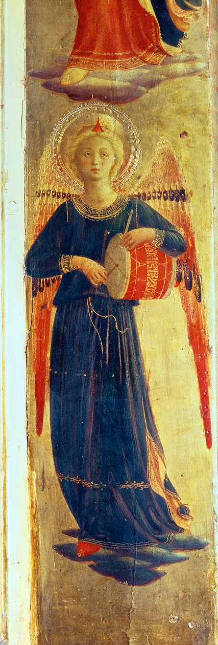 Anioł bijący w bęben z Tryptyku Linaiuoli, 1433 tempera na detalu panelu z 75621 autorstwa Fra Angelico