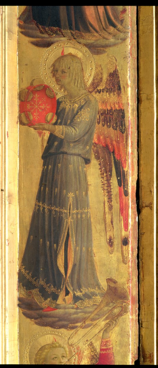 Anioł grający na tamburynie, fragment Tryptyku Linaivoli, 1433 (tempera na desce) autorstwa Fra Angelico
