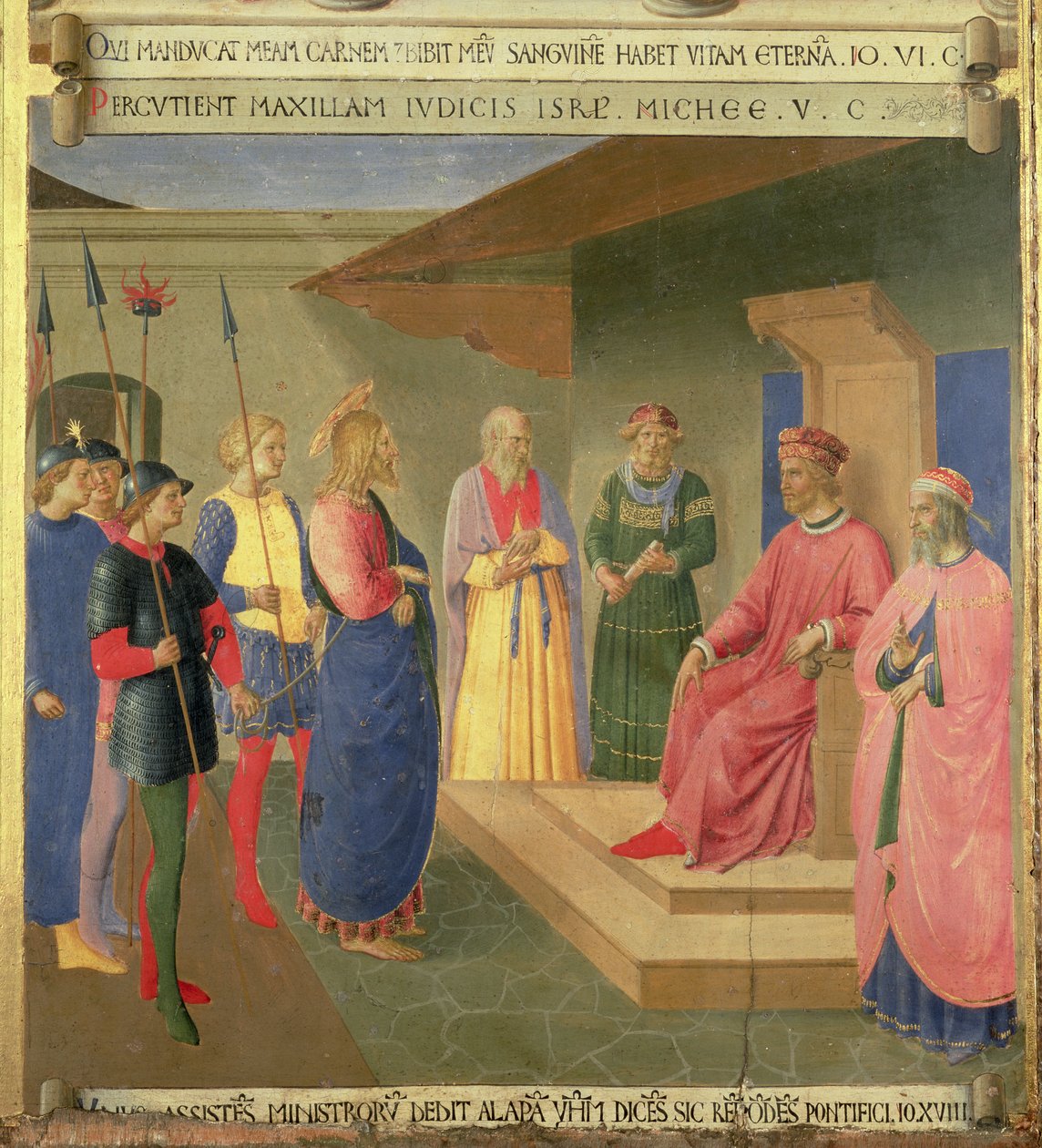 Chrystus przed Kajfiszem, detal z panelu trzeciego Srebrnego Skarbca Santissima Annunziata, ok. 1450-53 (tempera na płycie) autorstwa Fra Angelico