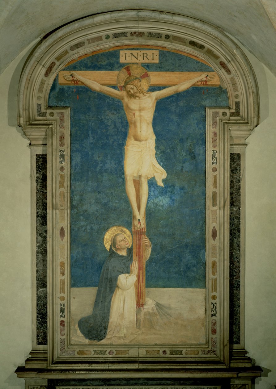 Chrystus na krzyżu adorowany przez św. Dominika autorstwa Fra Angelico