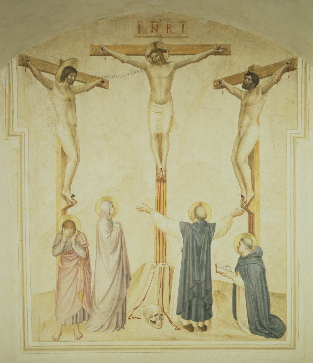 Chrystus na krzyżu między dwoma złodziejami, ok. 1438-45 autorstwa Fra Angelico