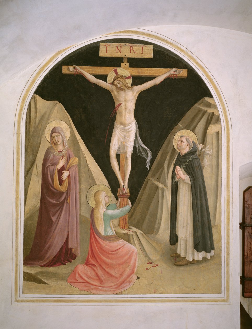 Ukrzyżowanie ze św. Dominikiem, z celi 25 autorstwa Fra Angelico