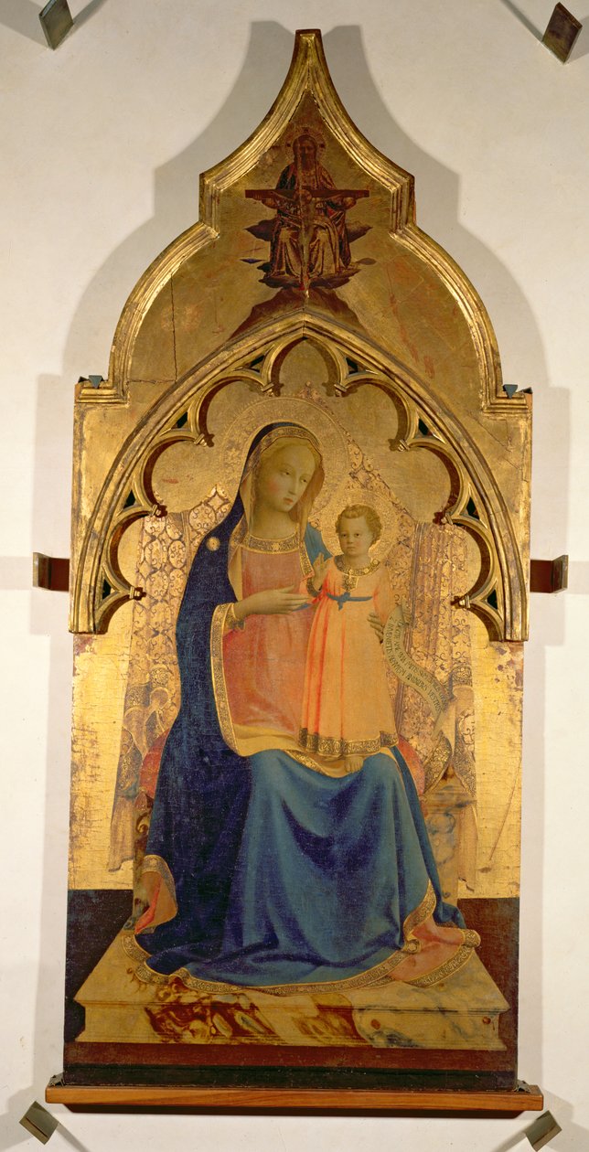 Madonna z Dzieciątkiem, centralny panel z obrazu Madonna z Dzieciątkiem i tabernakulum Trójcy Świętej, ok. 1430 (tempera na płycie) (zob. też 94746-47) autorstwa Fra Angelico