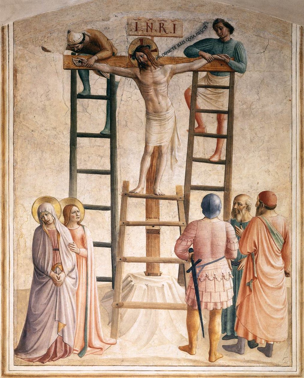 Przybicie Chrystusa do krzyża (cela 36) autorstwa Fra Angelico