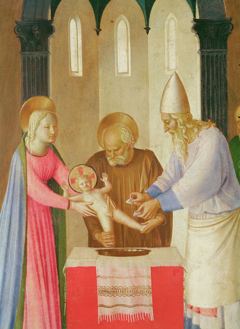 Sceny z życia Chrystusa, I panel, Obrzezanie (detal), ok.1451-53 (tempera na drewnie) autorstwa Fra Angelico