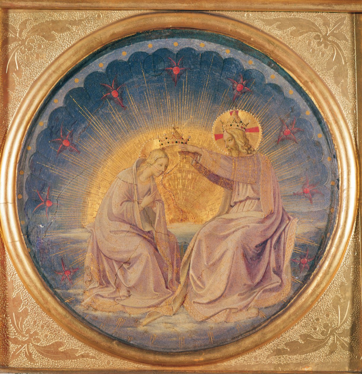 Koronacja Dziewicy (tondo), ok. 1395 (olej na drewnie) autorstwa Fra Angelico