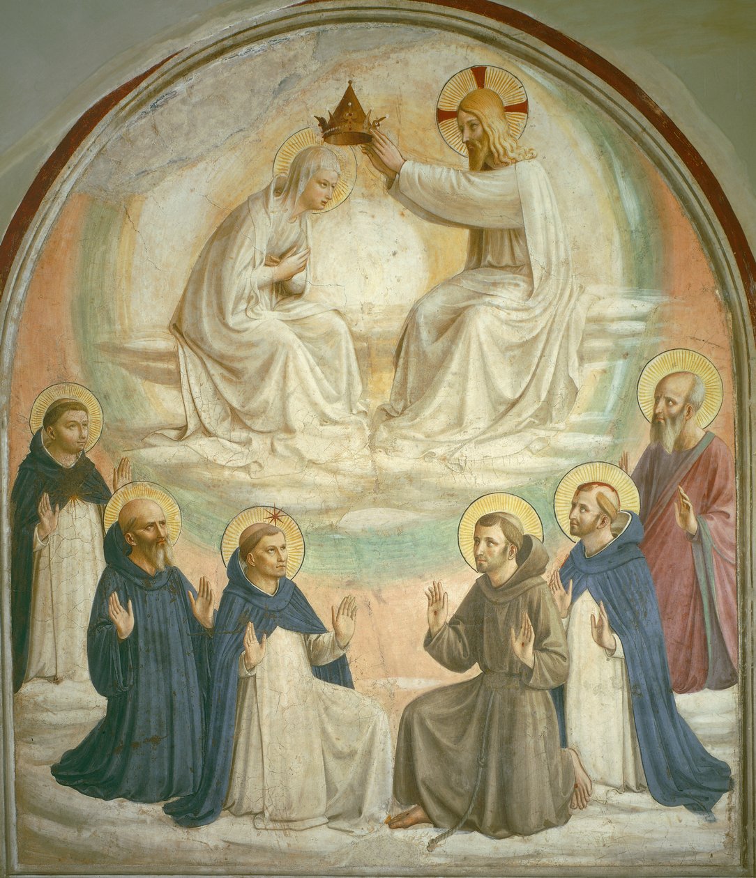 Koronacja Dziewicy ze świętymi Tomaszem, Benedyktem, Dominika, Franciszkiem, Piotrem Męczennikiem i Pawłem, 1442 autorstwa Fra Angelico