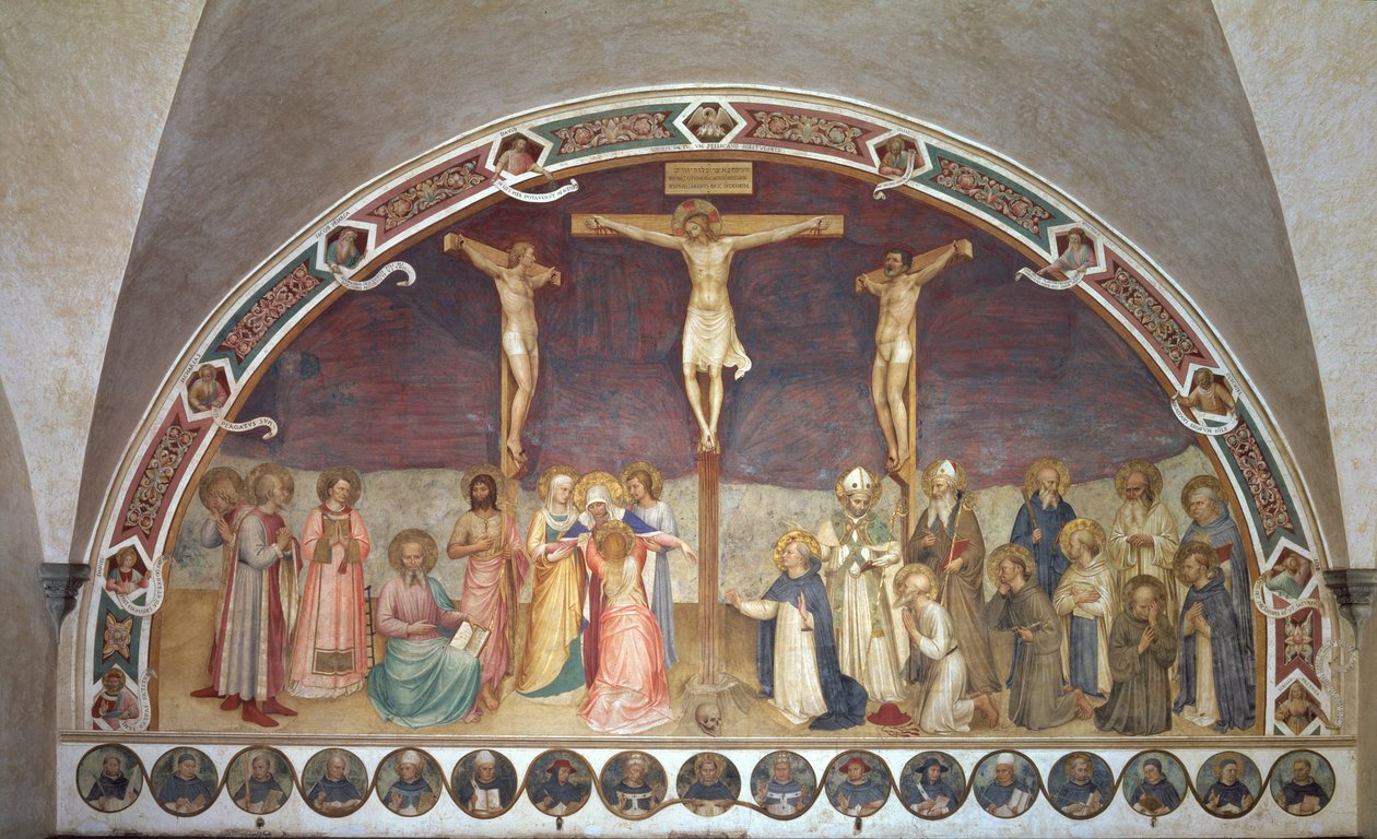 Ukrzyżowanie, z SS. Kosmy, Damiana, Franciszka i Bernarda, 1442 r. autorstwa Fra Angelico