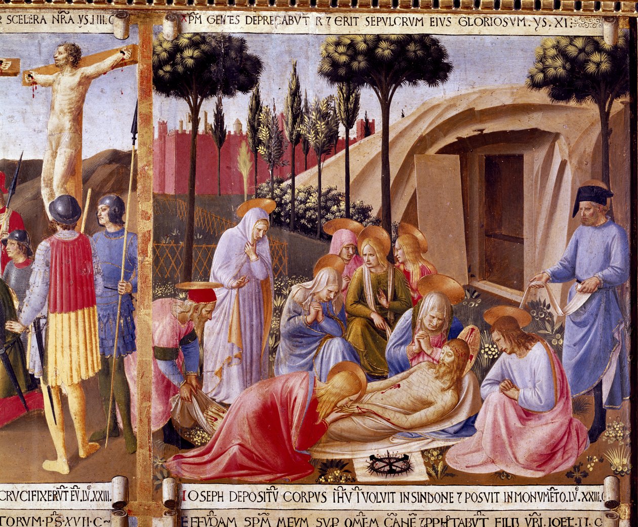 Złożenie, detal z czwartego panelu Srebrnego Skarbca Santissima Annunziata, ok. 1450-53 (tempera na płycie) autorstwa Fra Angelico