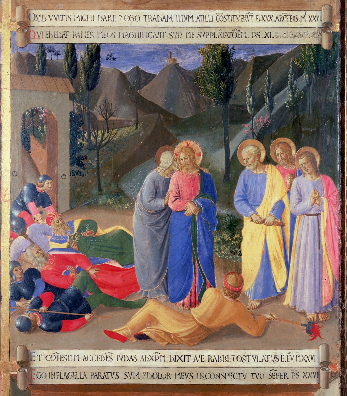 Pocałunek Judasza, detal z panelu trzeciego w Srebrnym Skarbcu Santissima Annunziata, ok. 1450-53 (tempera na płycie) autorstwa Fra Angelico