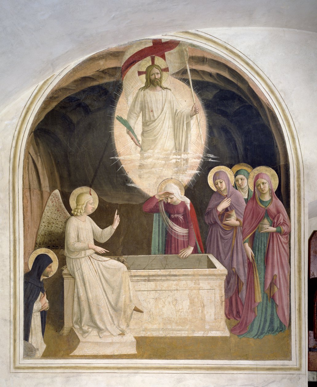 Zmartwychwstanie Chrystusa i pobożnych niewiast przy grobie, 1442 autorstwa Fra Angelico
