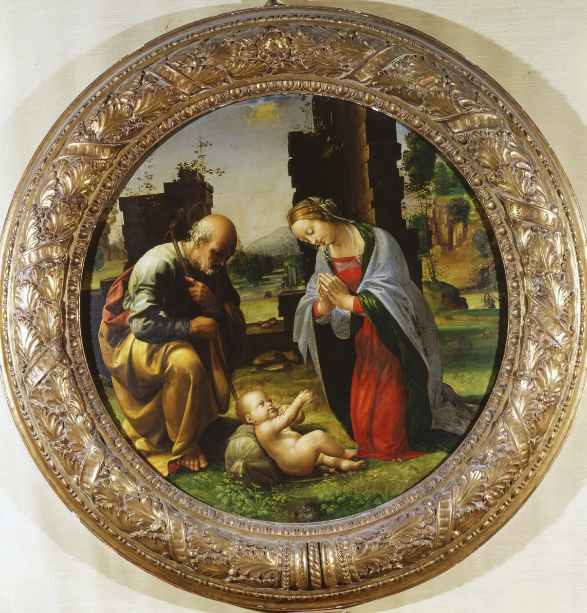 Adoracja Dzieciątka, ok. 1499 (tempera na drewnie) autorstwa Fra Bartolommeo