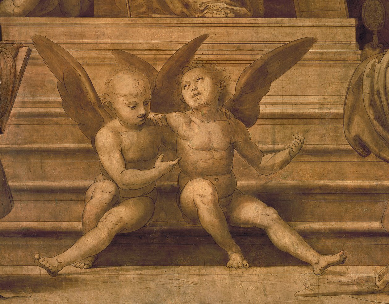 Fragment dwóch aniołów z pióra i umywalki Palazzo del Gran Consiglio autorstwa Fra Bartolommeo
