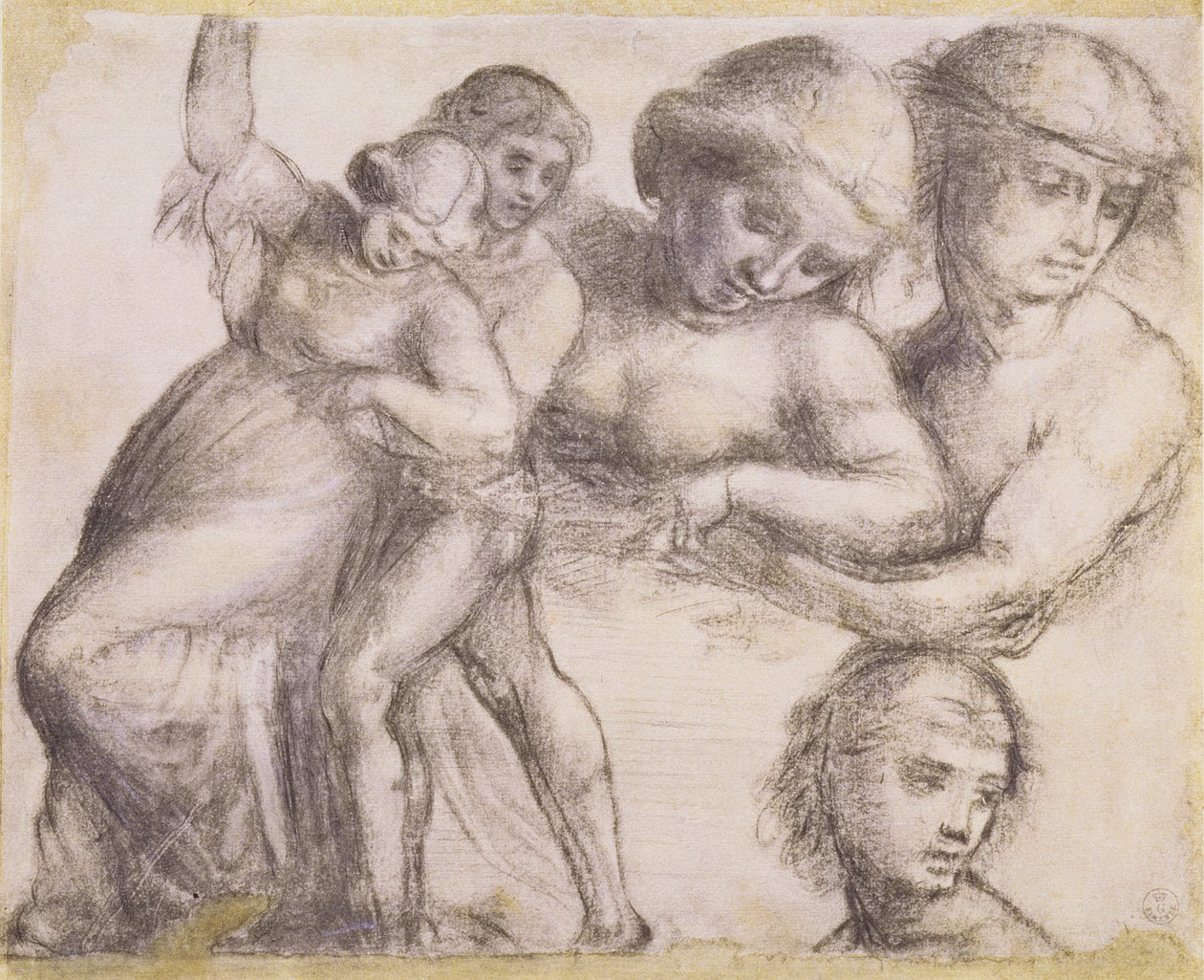 Studium mężczyzny i kobiety do obrazu Madonna della Misericordia w Villa Guinigi, Lucca, ok. 1515 (kreda na papierze) autorstwa Fra Bartolommeo