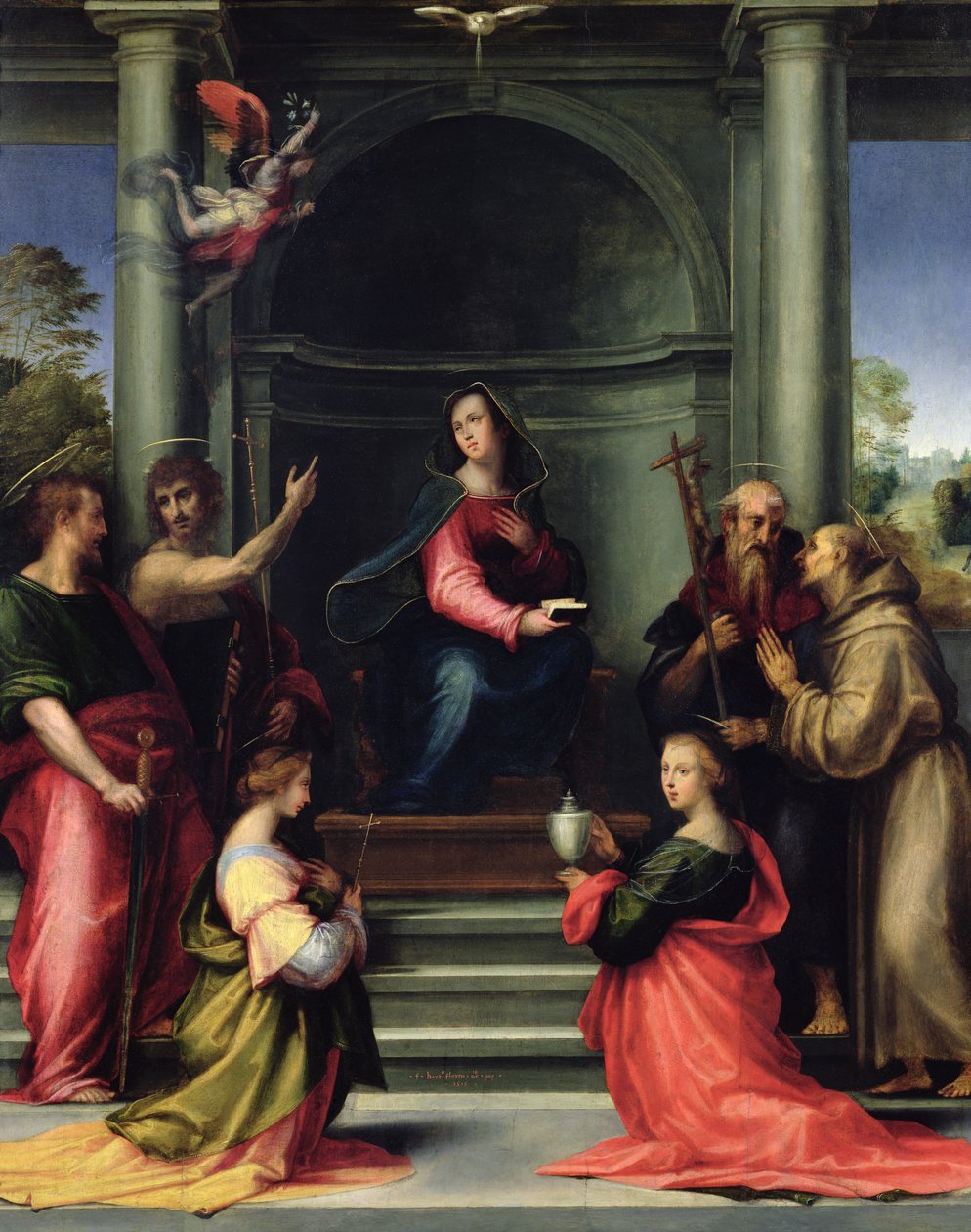 Zwiastowanie z postaciami świętych, 1515 autorstwa Fra Bartolommeo