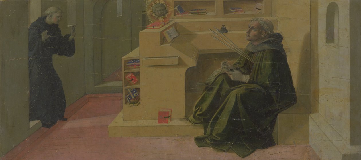 Św. Augustyn w swoim Gabinecie (predella Ołtarza Barbadori) autorstwa Fra Filippo Lippi