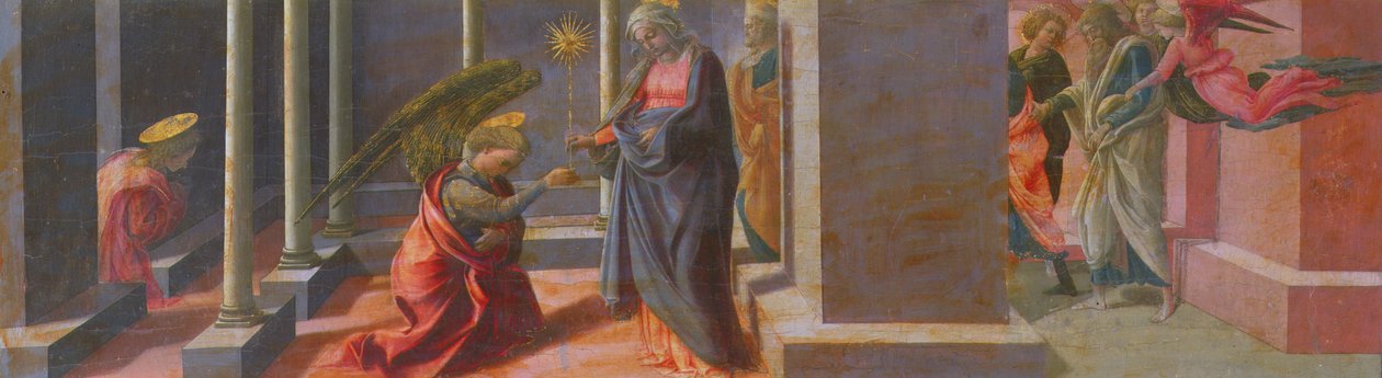 Zwiastowanie (predella Ołtarza Barbadori) (tempera na desce) autorstwa Fra Filippo Lippi