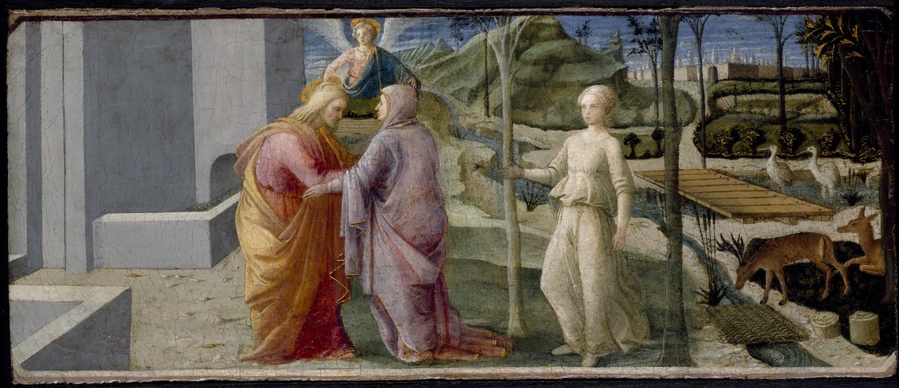 Spotkanie Joachima i Anny przy Złotej Bramie, XV w. autorstwa Fra Filippo Lippi
