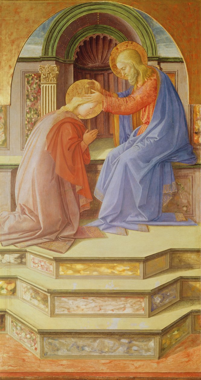 Tryptyk przedstawiający Koronację Najświętszej Marii Panny, panel środkowy: Koronacja Najświętszej Marii Panny, 1441 (tempera na drewnie) autorstwa Fra Filippo Lippi