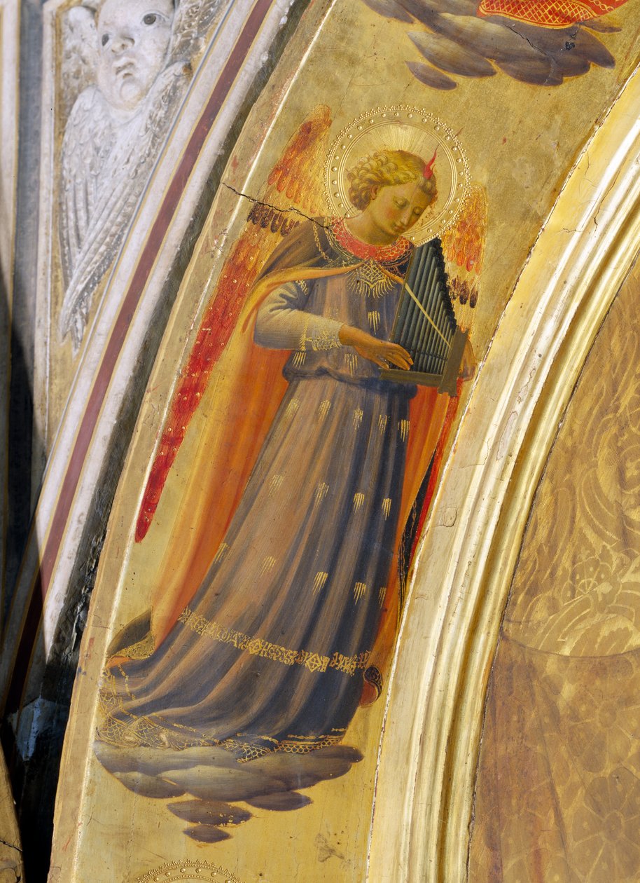 Anioł z organami, detal z Tryptyku Linaiuoli, 1433 (tempera na desce) autorstwa Fra Angelico