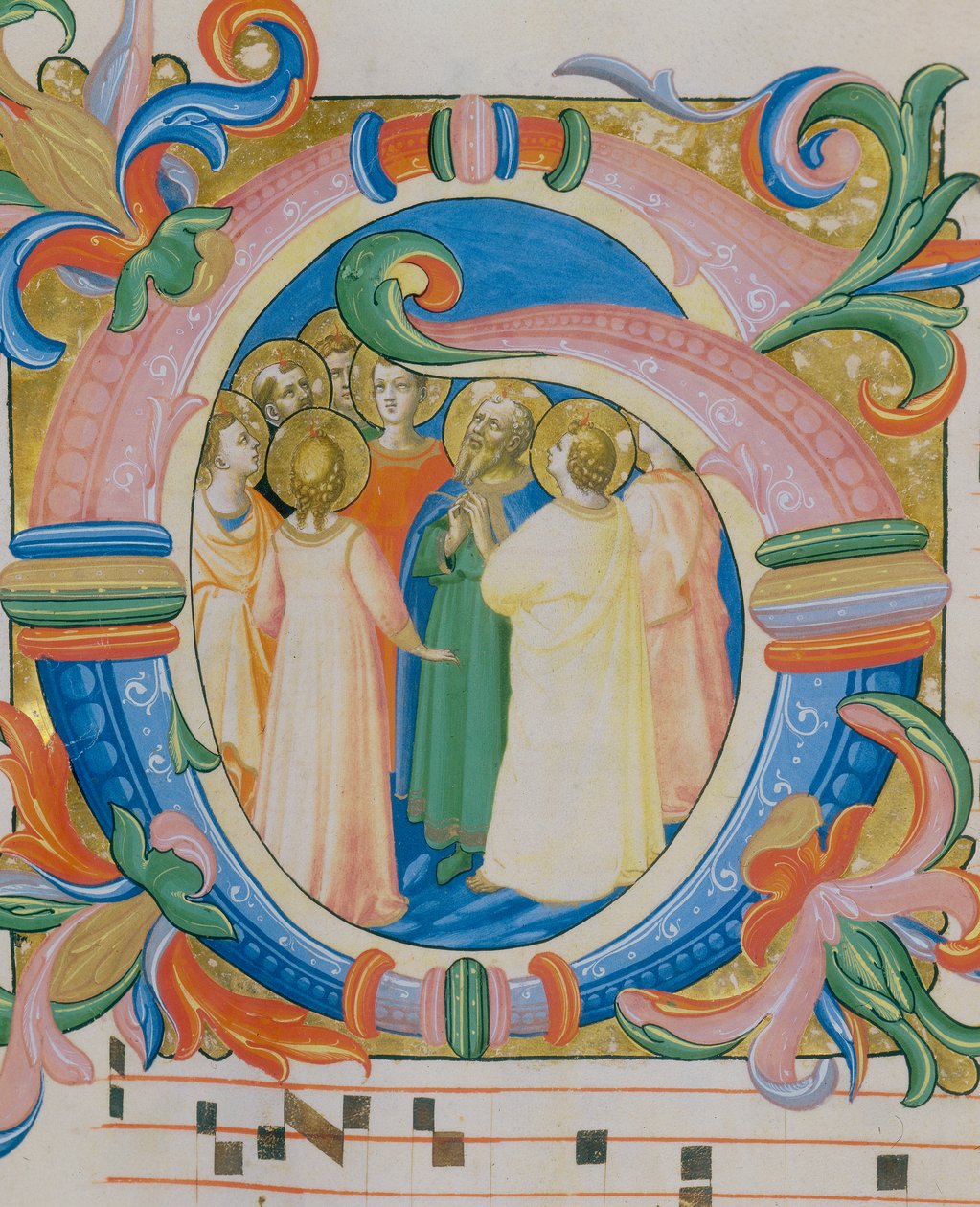 Grupa świętych, miniatura ilustrowana w Mszale (ok. 9, verso), autorstwa Fra Angelico