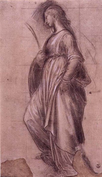 Studium św. Katarzyny Aleksandryjskiej (kreda z gwaszem na papierze) autorstwa Fra Bartolomeo