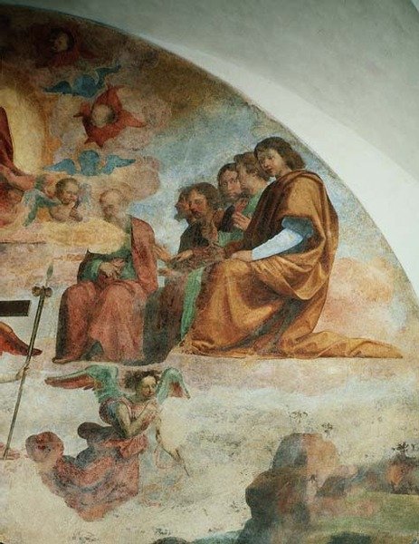 Sąd Ostateczny, szczegół przedstawiający apostołów na lewo od Chrystusa autorstwa Fra Bartolomeo